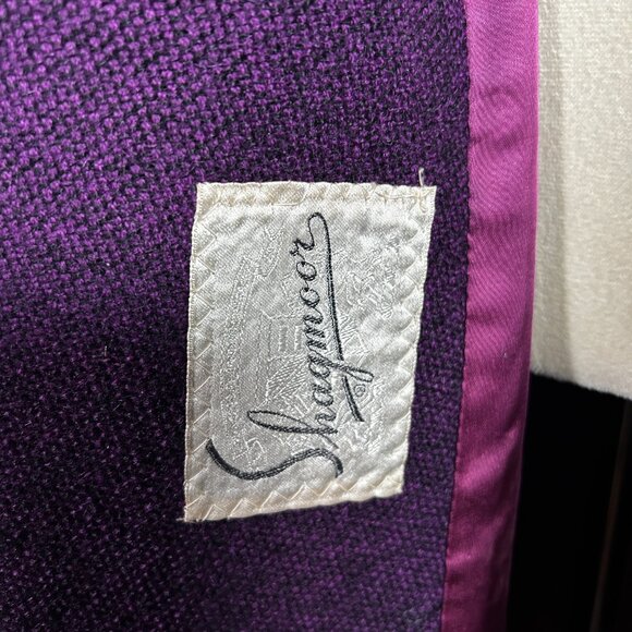 Vintage Shagmoor Womens Purple Tweed Wool  Silver Fox Pockets Button  Overcoat - Picture 8 of 10